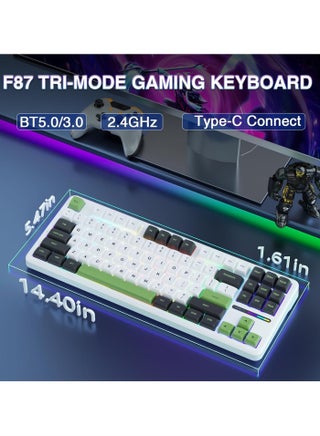 F87 PRO Wireless Mechanical Keyboard,80% TKL Custom Hot Swappable Keyboard, Gasket Mount Gaming Keyboard with PBT Keycaps, Pre-lubed Greenwood V4 Switch,2.4GHz/USB-C/BT5.0 RGB Backlit Mechanical Keyboard - view 3